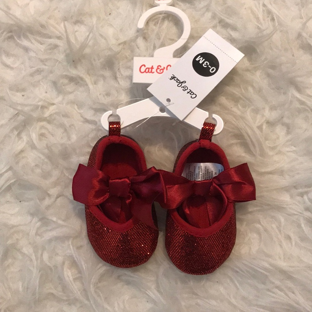Red sparkly bow shoes